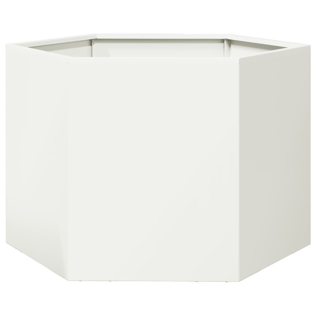 vidaXL Jardinieră de grădină alb 69x60x45 cm oțel hexagonal