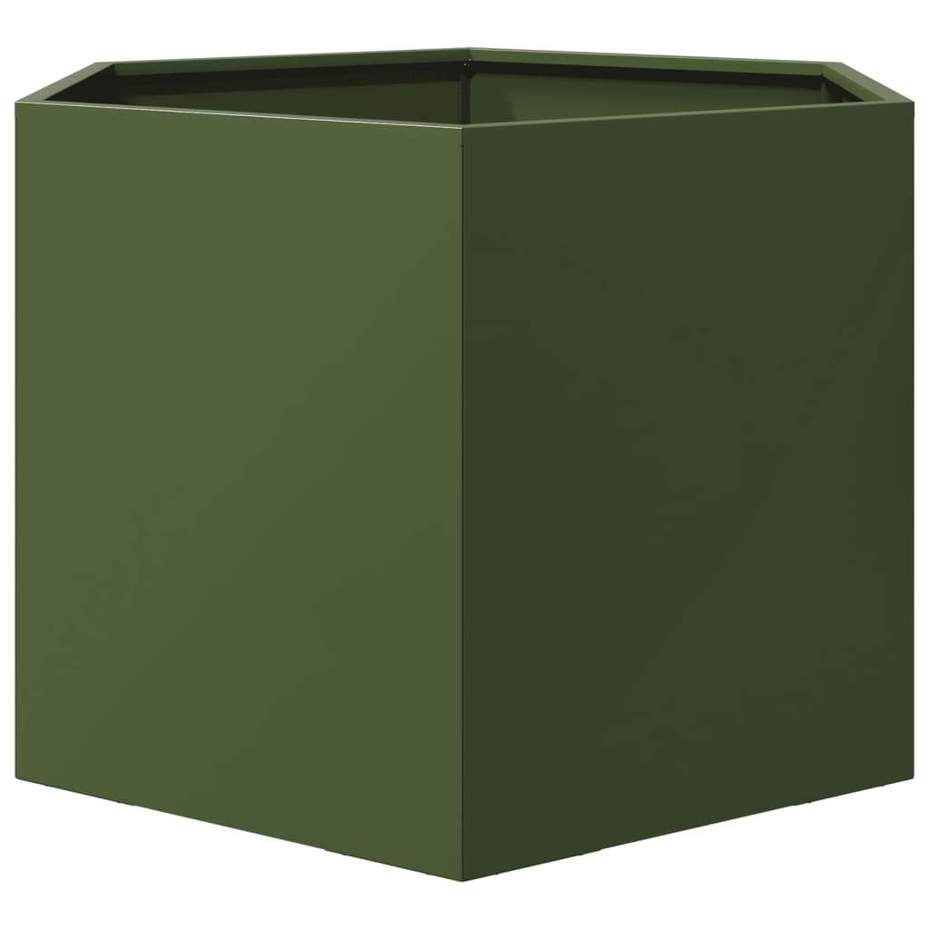 vidaXL Jardinieră grădină verde măsliniu 69x60x45 cm oțel hexagonal vidaXL Jardinieră grădină verde măsliniu 69x60x45 cm oțel hexagonal