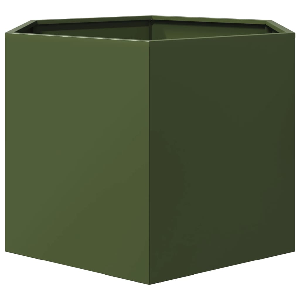 vidaXL Jardinieră grădină verde măsliniu 69x60x45 cm oțel hexagonal vidaXL Jardinieră grădină verde măsliniu 69x60x45 cm oțel hexagonal
