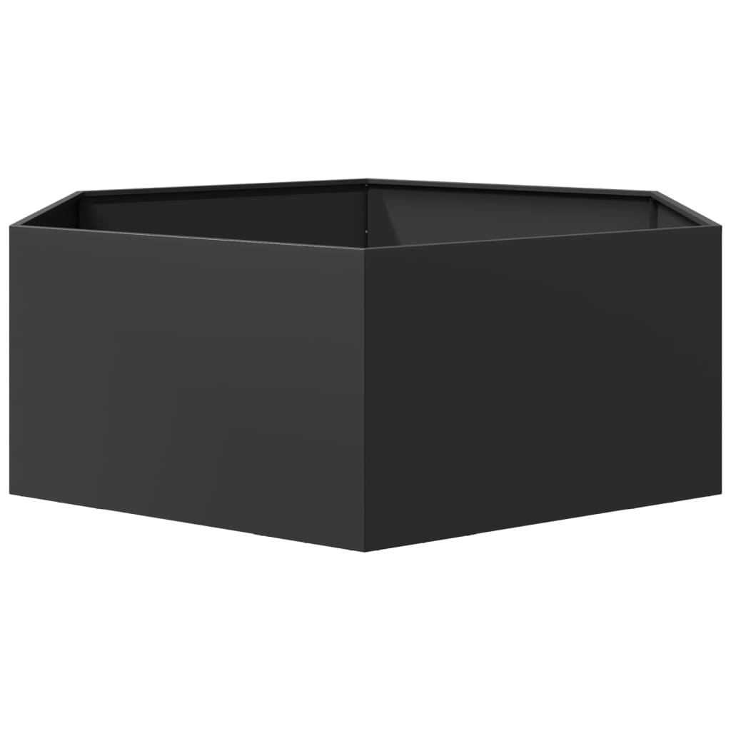 vidaXL Jardinieră de grădină negru 138x120x45 cm oțel hexagonal vidaXL Jardinieră de grădină negru 138x120x45 cm oțel hexagonal