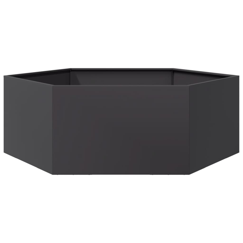 vidaXL Jardinieră de grădină negru 138x120x45 cm oțel hexagonal vidaXL Jardinieră de grădină negru 138x120x45 cm oțel hexagonal