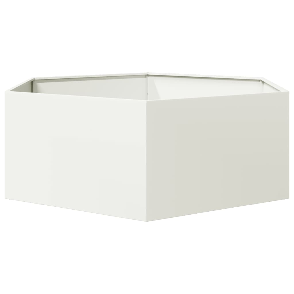 vidaXL Jardinieră de grădină alb 138x120x45 cm oțel hexagonal vidaXL Jardinieră de grădină alb 138x120x45 cm oțel hexagonal