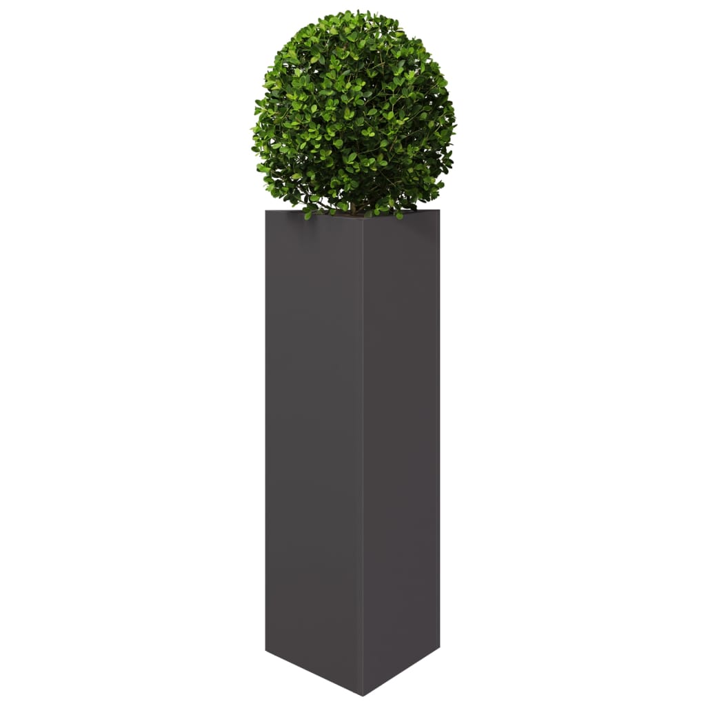 vidaXL Jardiniere grădină, 2 buc., negru, 30x26x75 cm, oțel, triunghi