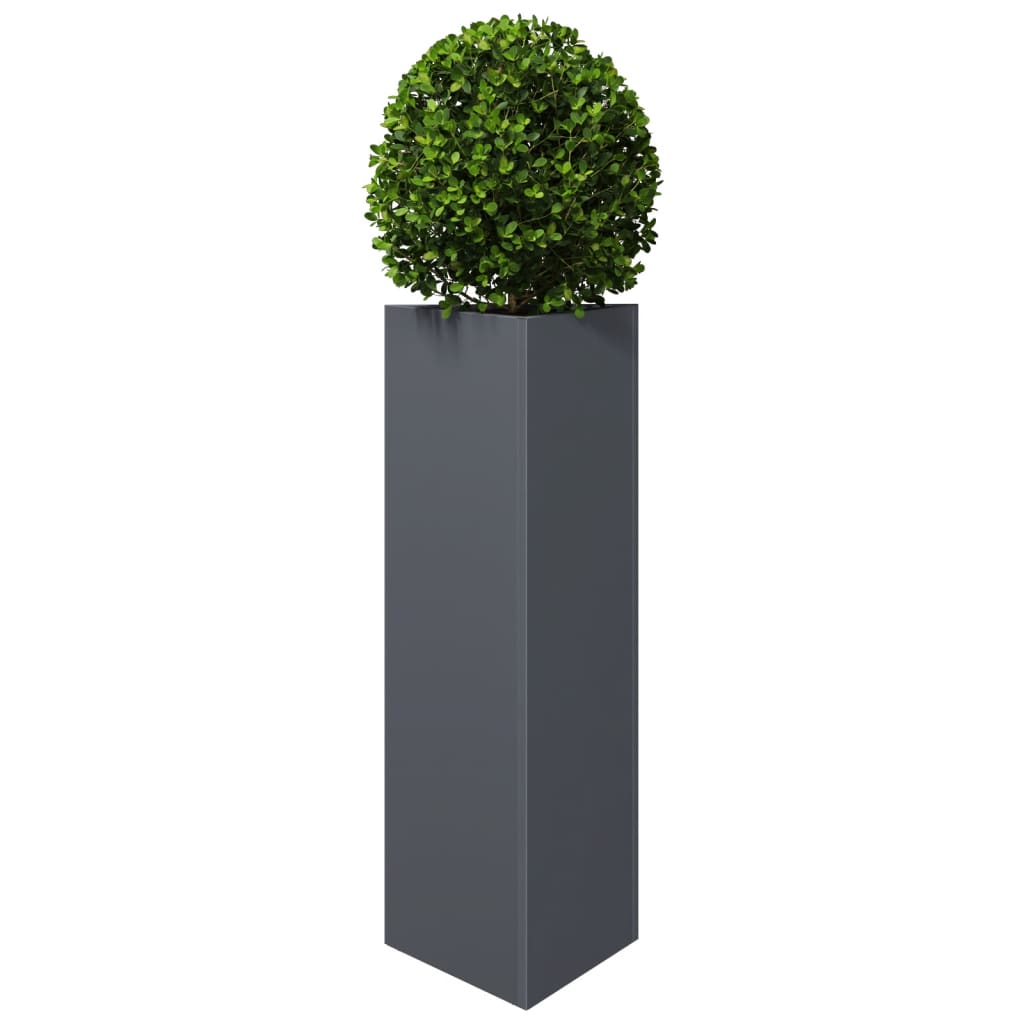 vidaXL Jardinieră grădină, antracit, 30x26x75 cm, oțel, triunghiulară vidaXL Jardinieră grădină, antracit, 30x26x75 cm, oțel, triunghiulară