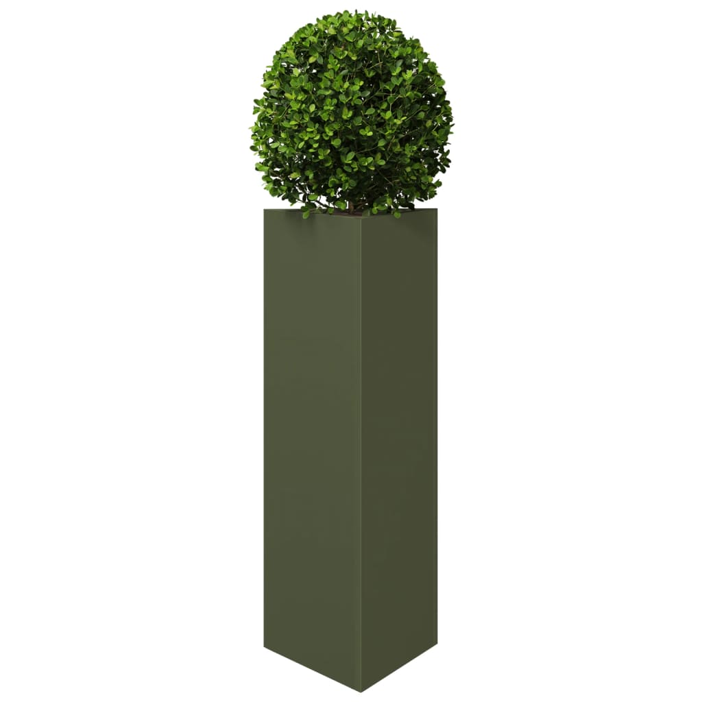 vidaXL Jardiniere grădină, 2 buc., verde, 30x26x75 cm, oțel, triunghi