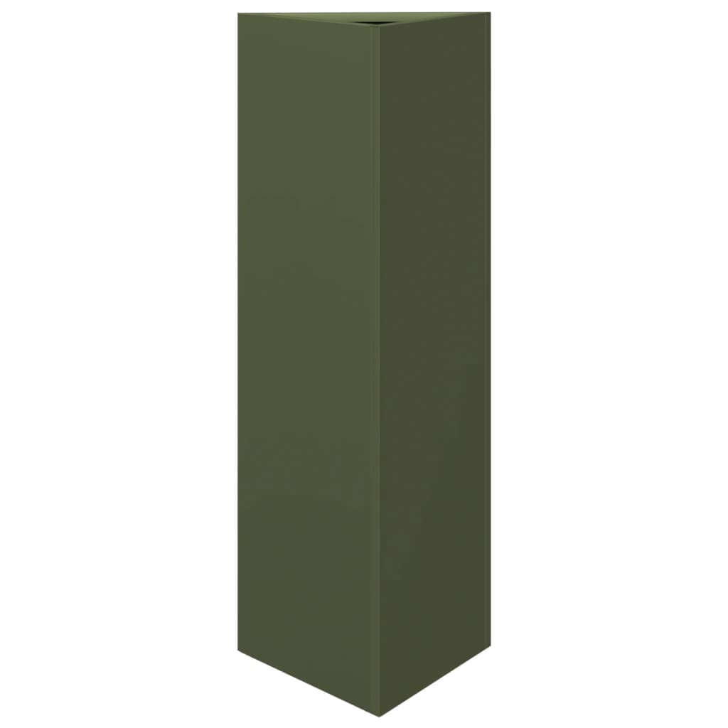 vidaXL Jardiniere grădină, 2 buc., verde, 30x26x75 cm, oțel, triunghi