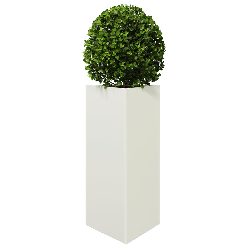 vidaXL Jardiniere grădină, 2 buc., alb, 40x34,5x70 cm, oțel, triunghi