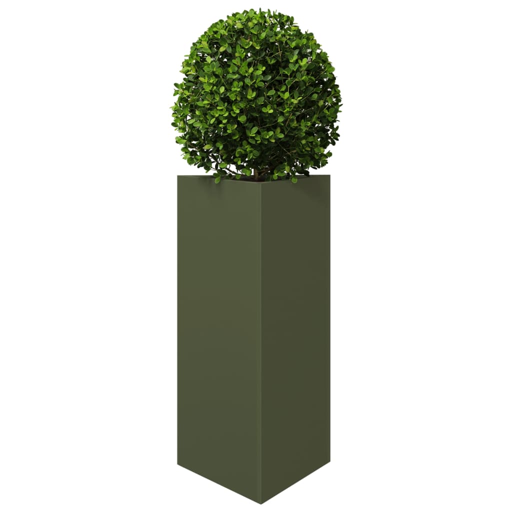 vidaXL Jardiniere grădină, 2 buc., verde, 40x34,5x70cm, oțel, triunghi