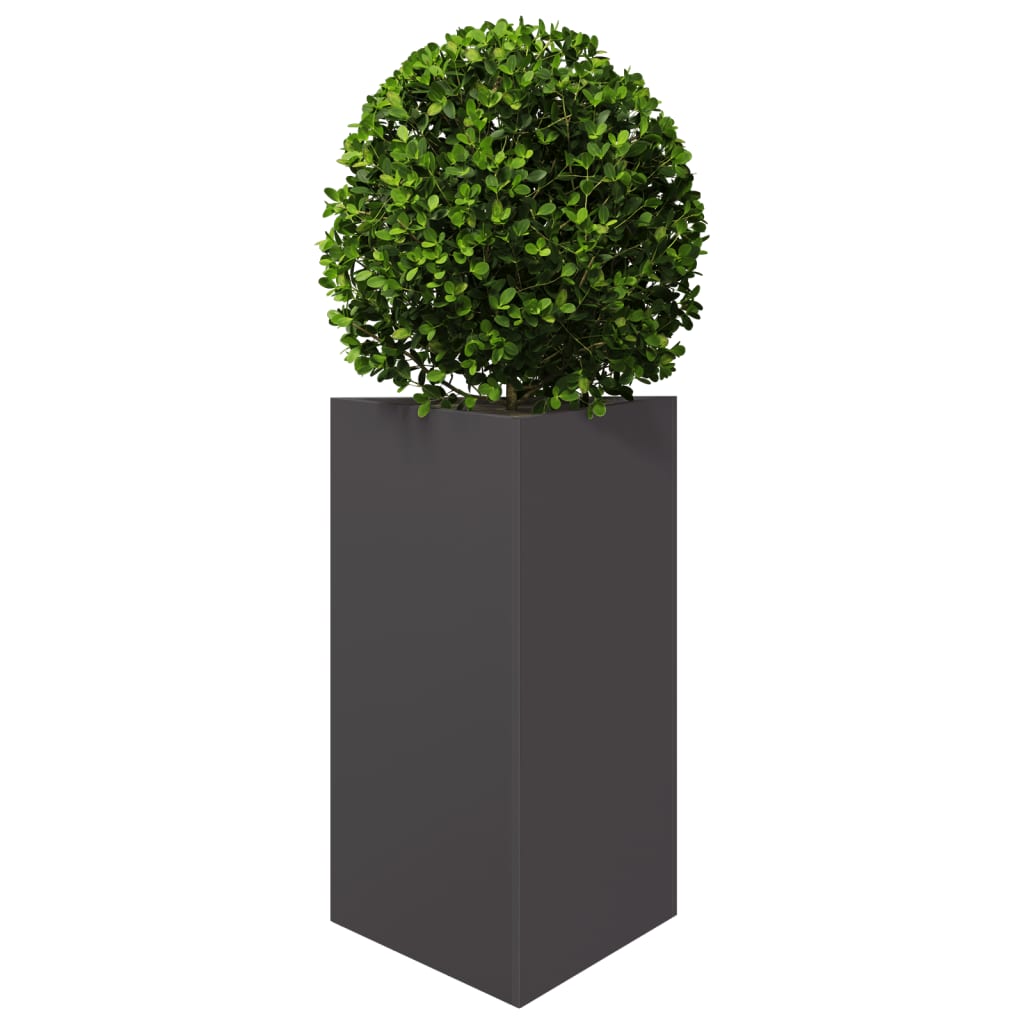 vidaXL Jardiniere grădină, 2 buc., negru, 50x43x75 cm, oțel, triunghi