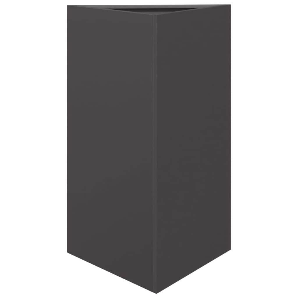 vidaXL Jardiniere grădină, 2 buc., negru, 50x43x75 cm, oțel, triunghi