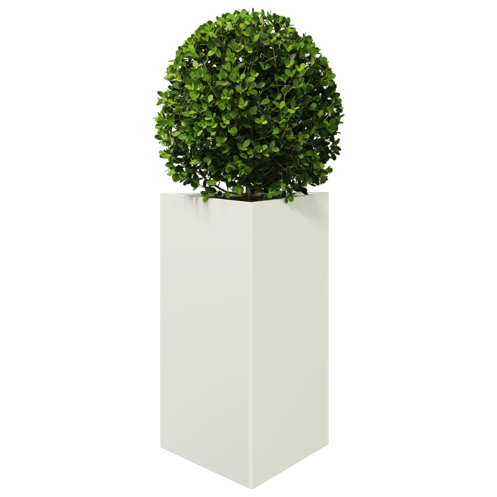 vidaXL Jardiniere grădină, 2 buc., alb, 50x43x75 cm, oțel, triunghi