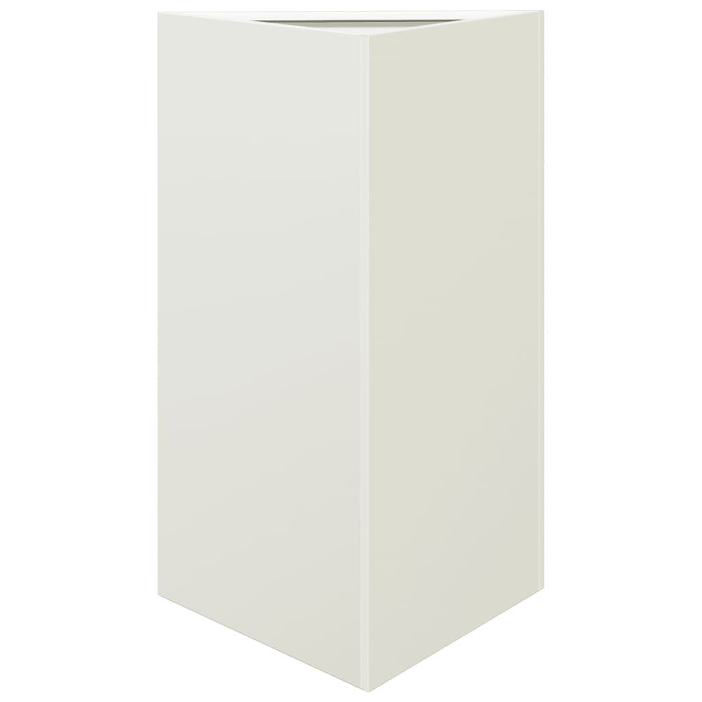 vidaXL Jardiniere grădină, 2 buc., alb, 50x43x75 cm, oțel, triunghi
