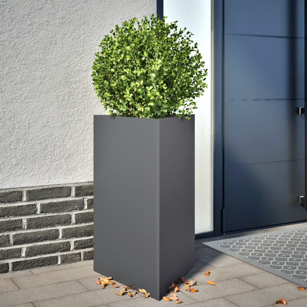 vidaXL Jardinieră grădină, antracit, 50x43x75 cm, oțel, triunghiulară vidaXL Jardinieră grădină, antracit, 50x43x75 cm, oțel, triunghiulară