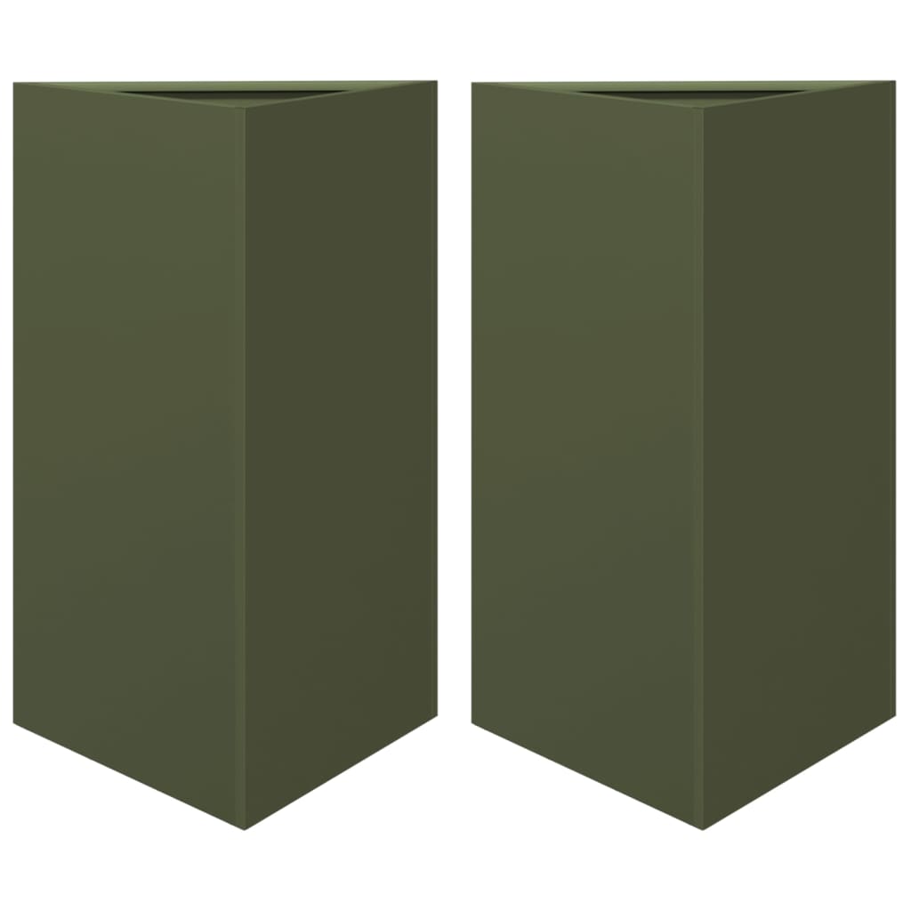vidaXL Jardiniere grădină, 2 buc., verde, 50x43x75 cm, oțel, triunghi vidaXL Jardiniere grădină, 2 buc., verde, 50x43x75 cm, oțel, triunghi