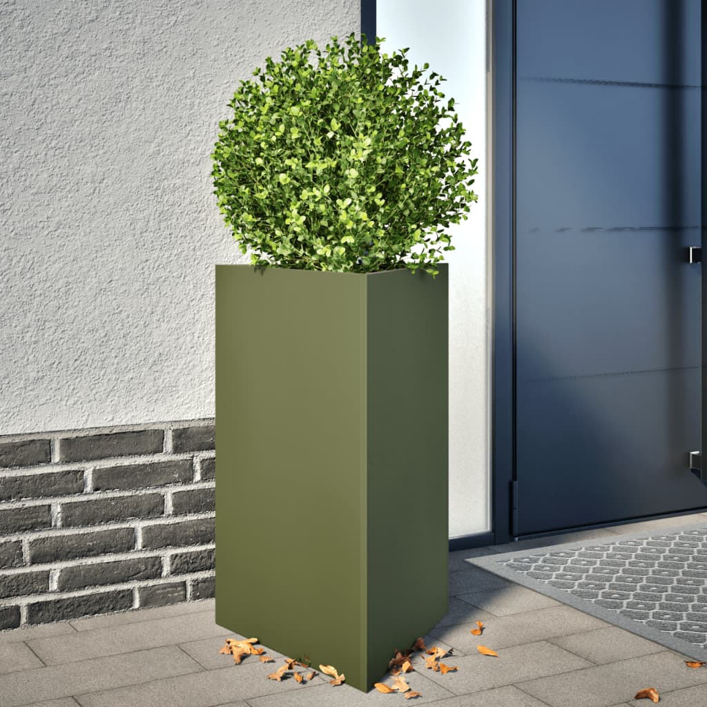 vidaXL Jardiniere grădină, 2 buc., verde, 50x43x75 cm, oțel, triunghi vidaXL Jardiniere grădină, 2 buc., verde, 50x43x75 cm, oțel, triunghi