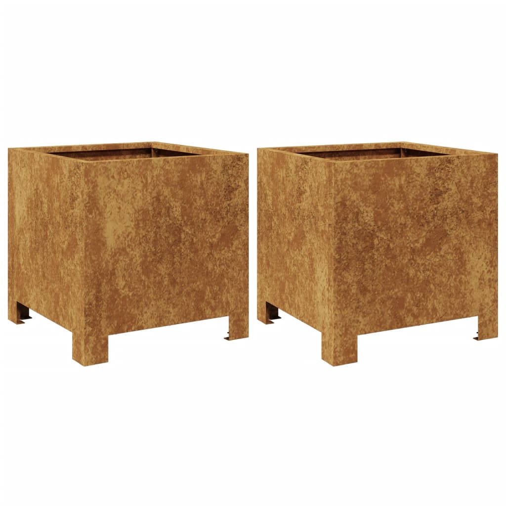 vidaXL Jardiniere de grădină 2 buc 30x30x30 cm Oțel pentru intemperii vidaXL Jardiniere de grădină 2 buc 30x30x30 cm Oțel pentru intemperii
