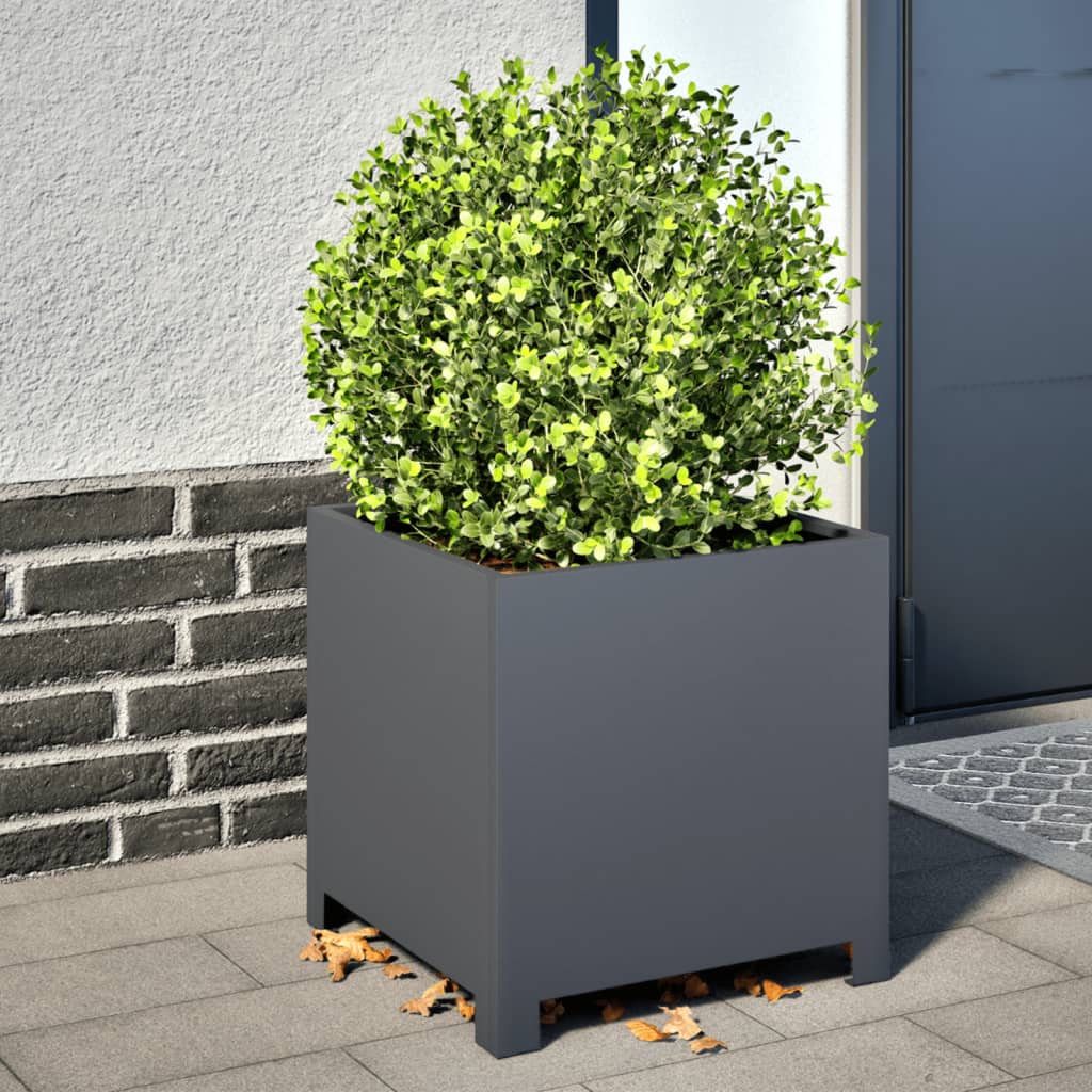 vidaXL Jardiniere de grădină, 2 buc., antracit, 40x40x40 cm, oțel vidaXL Jardiniere de grădină, 2 buc., antracit, 40x40x40 cm, oțel