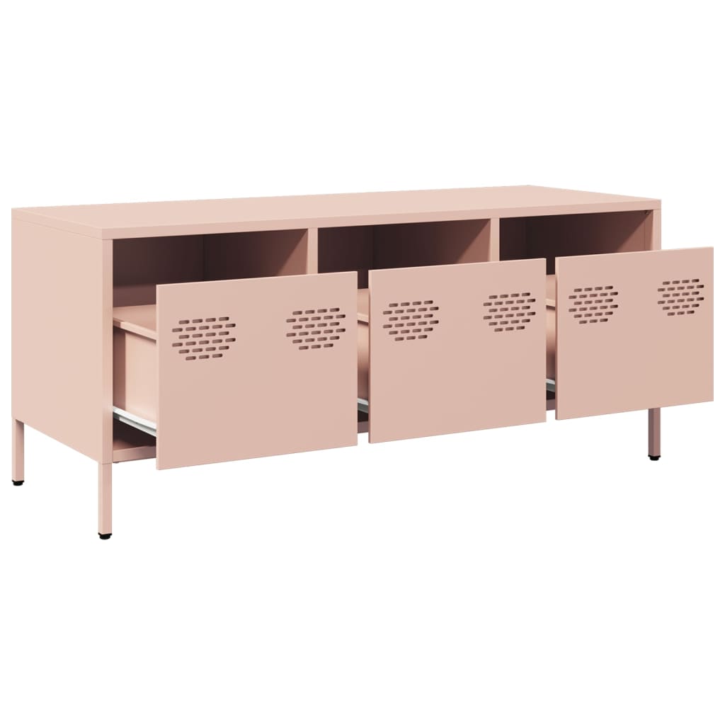 vidaXL Dulap TV, roz, 101,5x39x43,5 cm, oțel laminat la rece vidaXL Dulap TV, roz, 101,5x39x43,5 cm, oțel laminat la rece