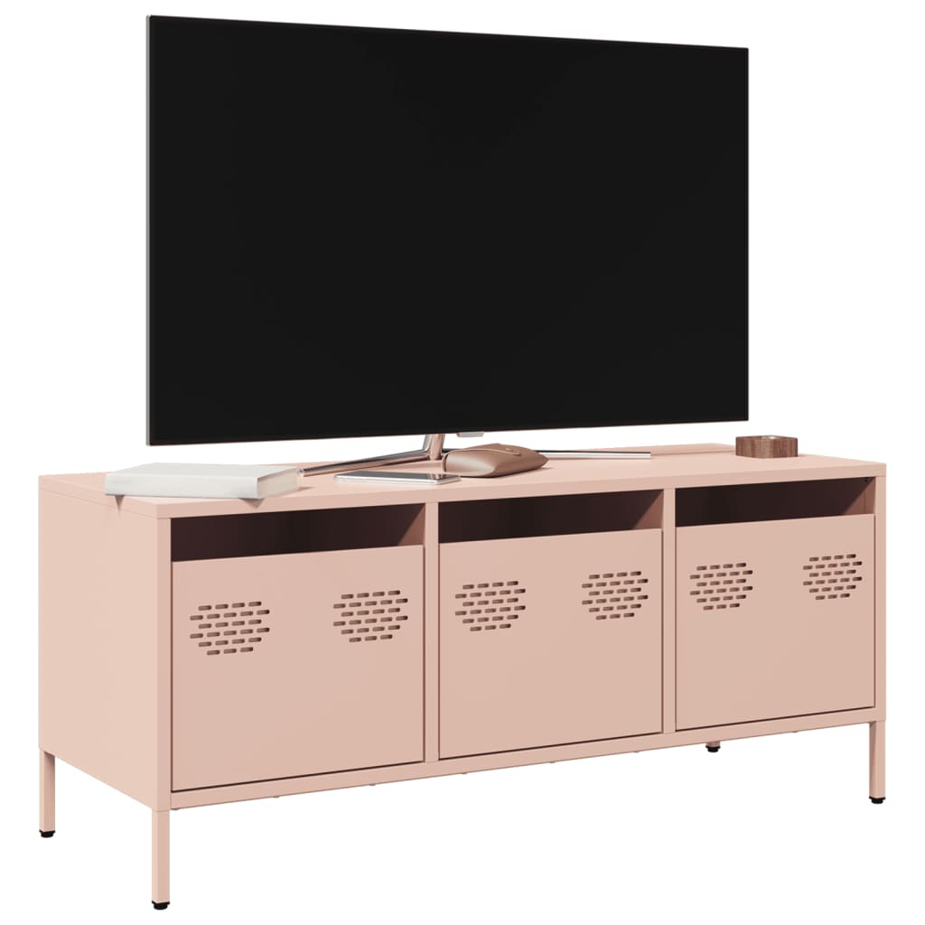 vidaXL Dulap TV, roz, 101,5x39x43,5 cm, oțel laminat la rece vidaXL Dulap TV, roz, 101,5x39x43,5 cm, oțel laminat la rece