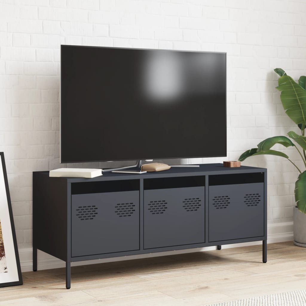 vidaXL Dulap TV, antracit, 101,5x39x43,5 cm, oțel laminat la rece