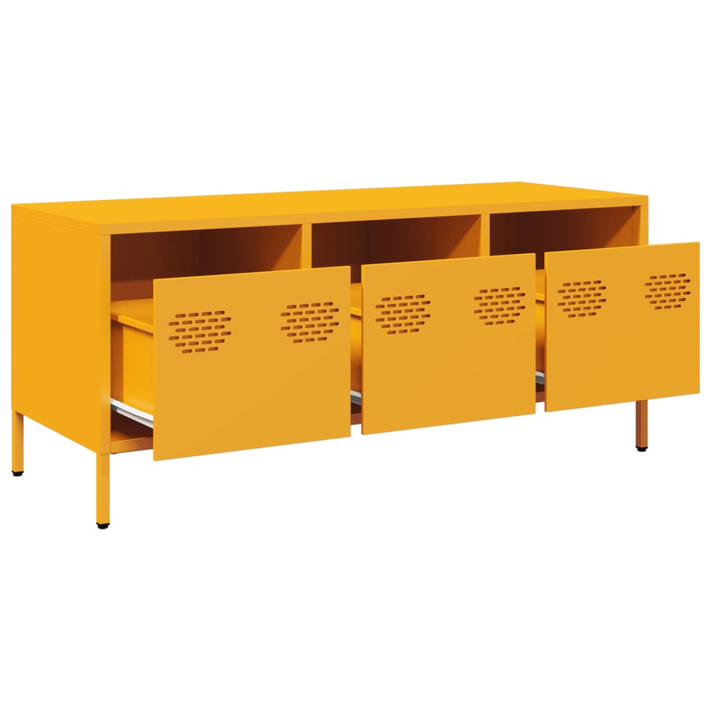 vidaXL Dulap TV, galben muștar, 101,5x39x43,5 cm, oțel laminat la rece