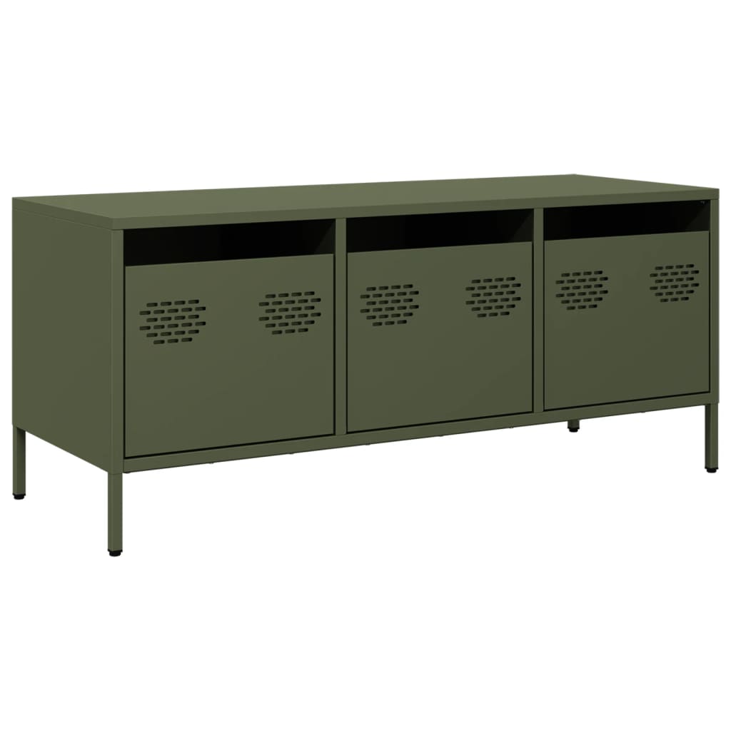 vidaXL Dulap TV, verde măsliniu, 101,5x39x43,5cm, oțel laminat la rece vidaXL Dulap TV, verde măsliniu, 101,5x39x43,5cm, oțel laminat la rece