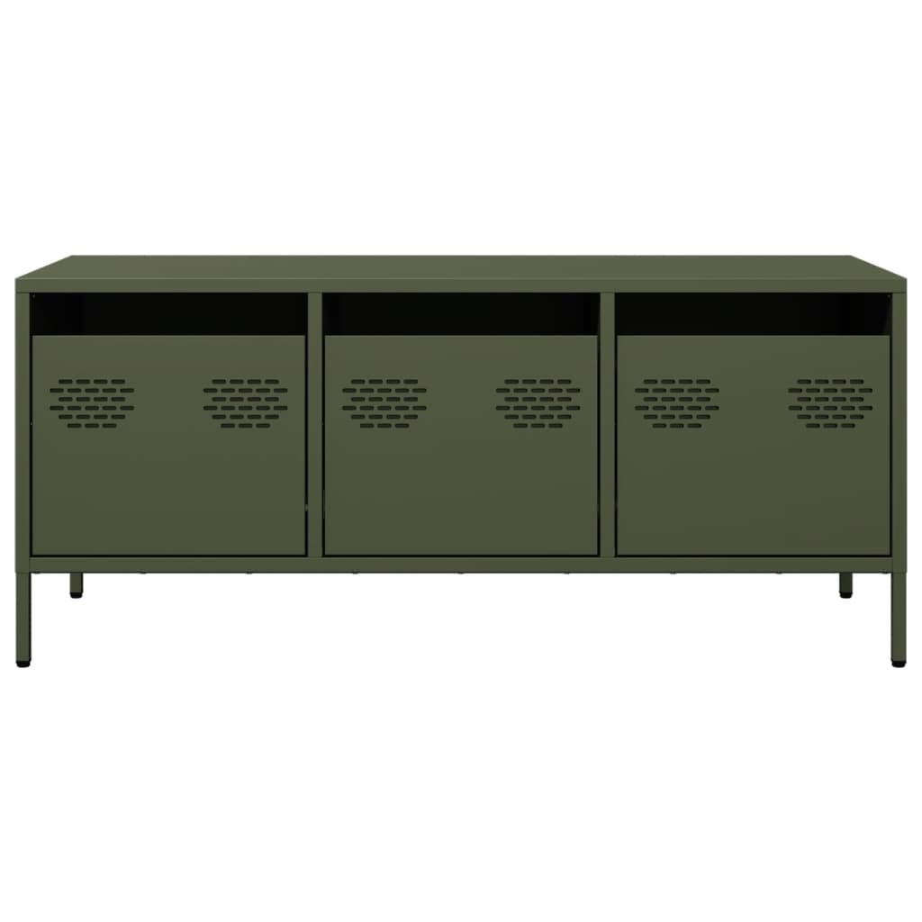vidaXL Dulap TV, verde măsliniu, 101,5x39x43,5cm, oțel laminat la rece vidaXL Dulap TV, verde măsliniu, 101,5x39x43,5cm, oțel laminat la rece
