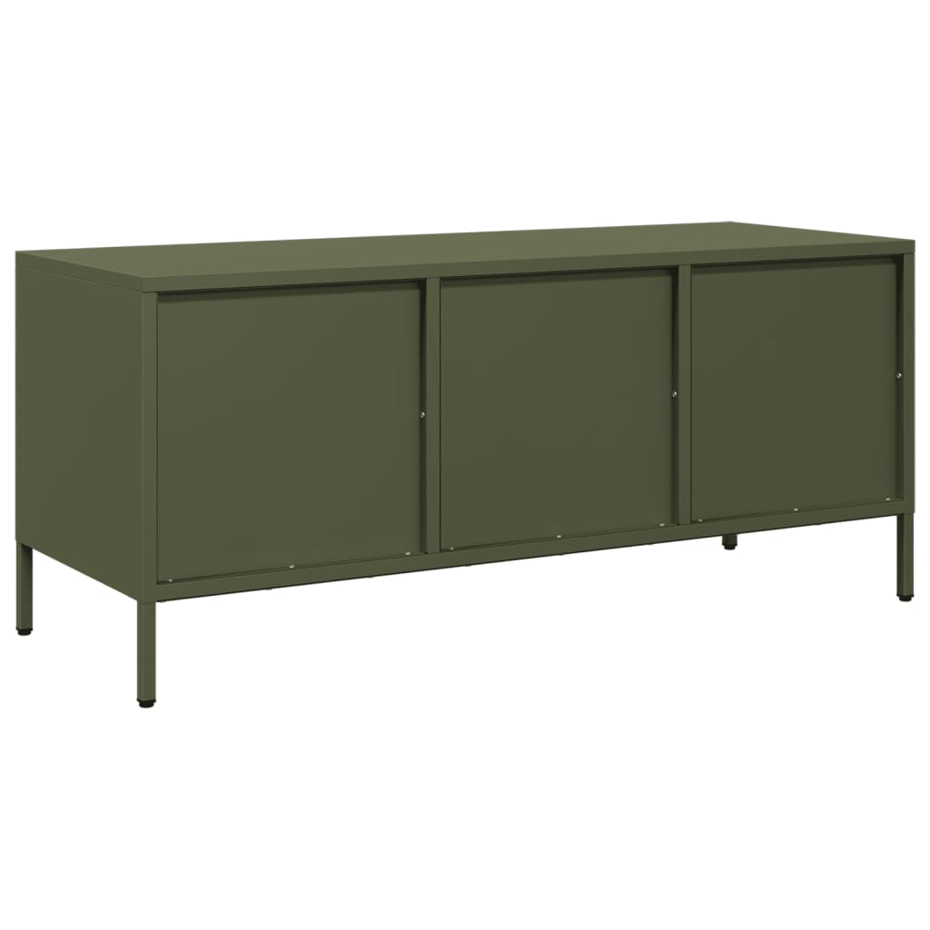 vidaXL Dulap TV, verde măsliniu, 101,5x39x43,5cm, oțel laminat la rece vidaXL Dulap TV, verde măsliniu, 101,5x39x43,5cm, oțel laminat la rece