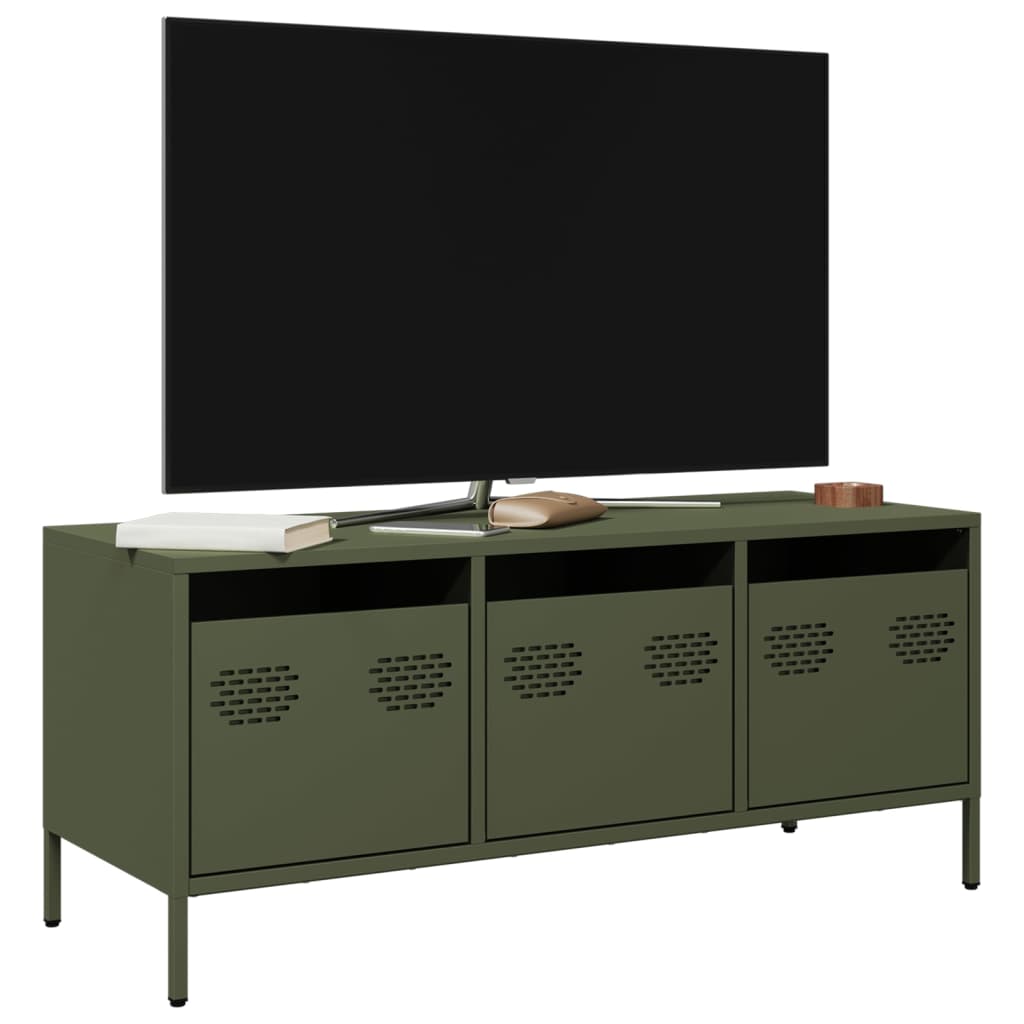 vidaXL Dulap TV, verde măsliniu, 101,5x39x43,5cm, oțel laminat la rece vidaXL Dulap TV, verde măsliniu, 101,5x39x43,5cm, oțel laminat la rece