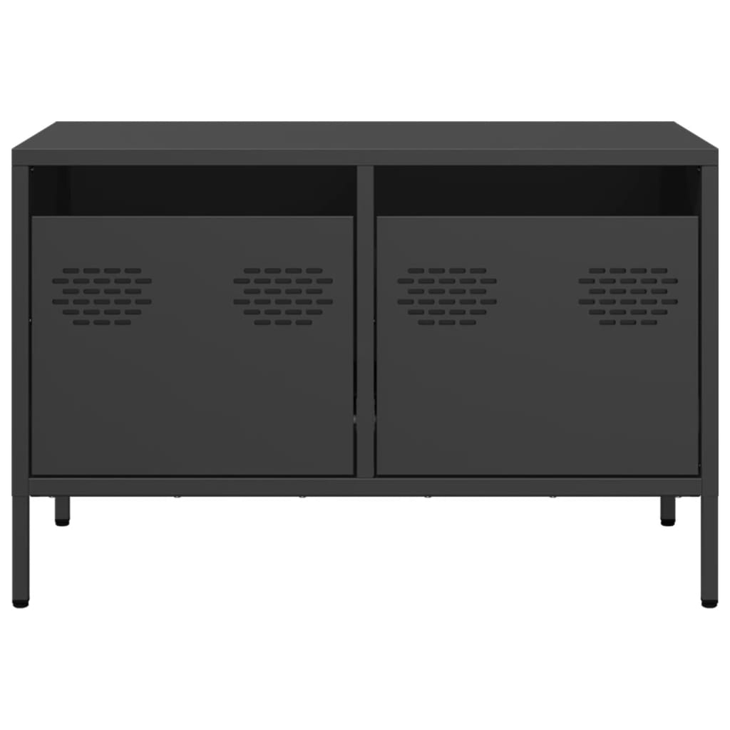 vidaXL Dulap TV, negru, 68x39x43,5 cm, oțel laminat la rece vidaXL Dulap TV, negru, 68x39x43,5 cm, oțel laminat la rece