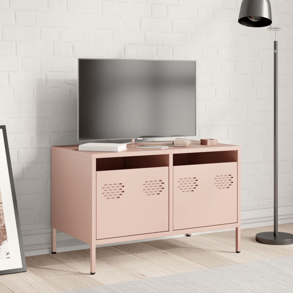 vidaXL Dulap TV, roz, 68x39x43,5 cm, oțel laminat la rece vidaXL Dulap TV, roz, 68x39x43,5 cm, oțel laminat la rece