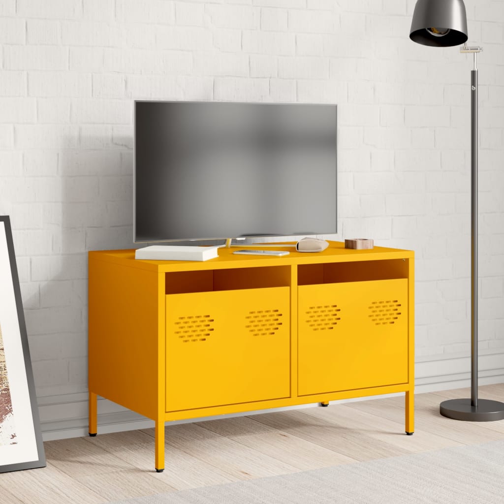 vidaXL Dulap TV, galben muștar, 68x39x43,5 cm, oțel laminat la rece