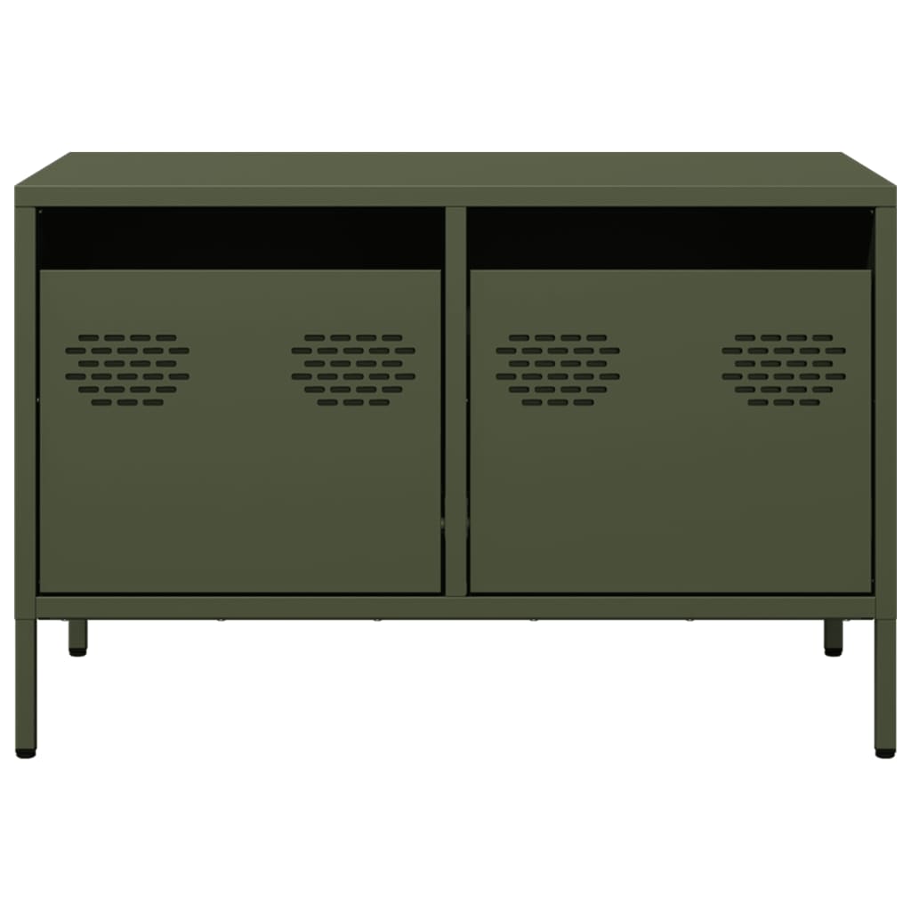 vidaXL Dulap TV, verde măsliniu, 68x39x43,5 cm, oțel laminat la rece vidaXL Dulap TV, verde măsliniu, 68x39x43,5 cm, oțel laminat la rece