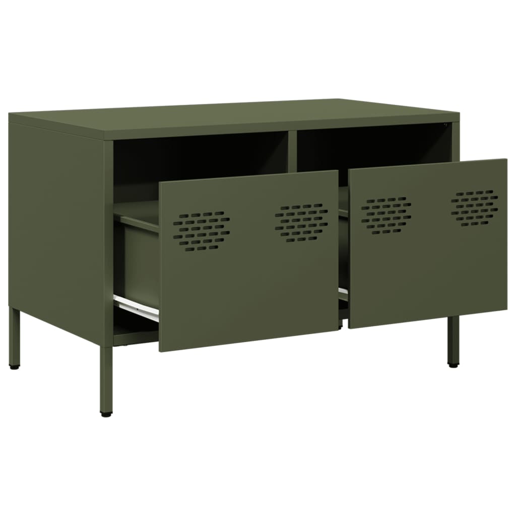 vidaXL Dulap TV, verde măsliniu, 68x39x43,5 cm, oțel laminat la rece vidaXL Dulap TV, verde măsliniu, 68x39x43,5 cm, oțel laminat la rece