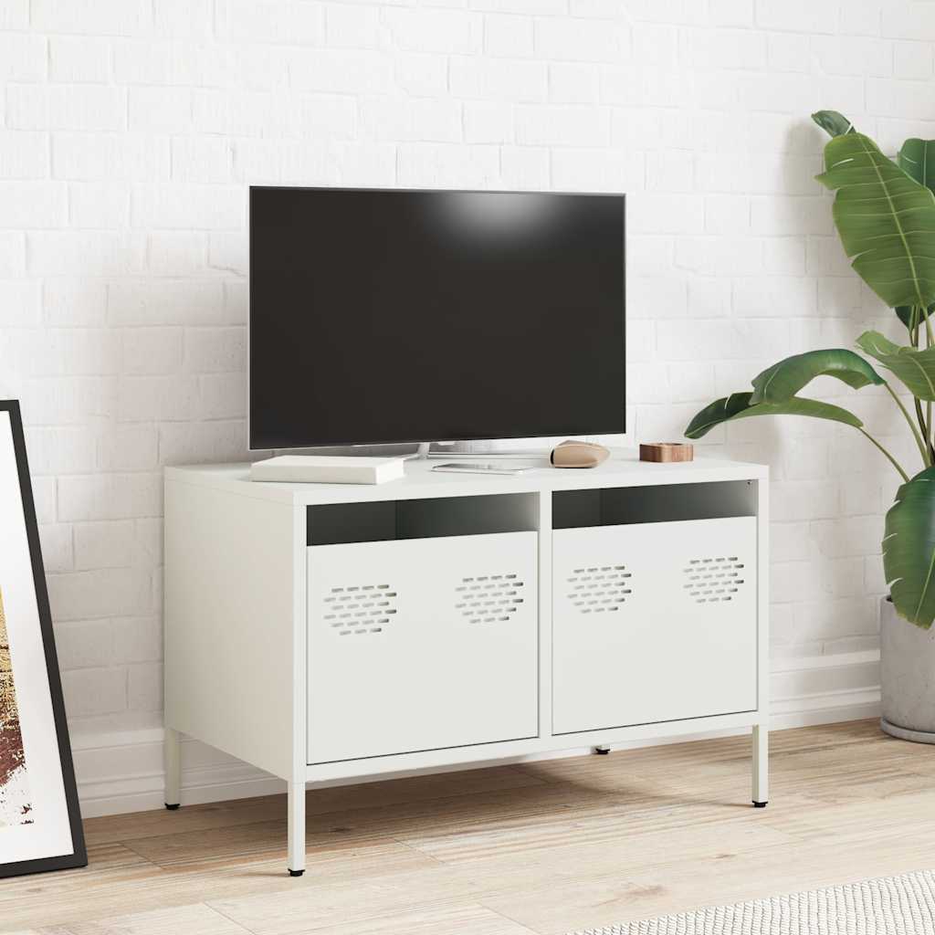 vidaXL Dulap TV, alb, 68x39x43,5 cm, oțel laminat la rece vidaXL Dulap TV, alb, 68x39x43,5 cm, oțel laminat la rece