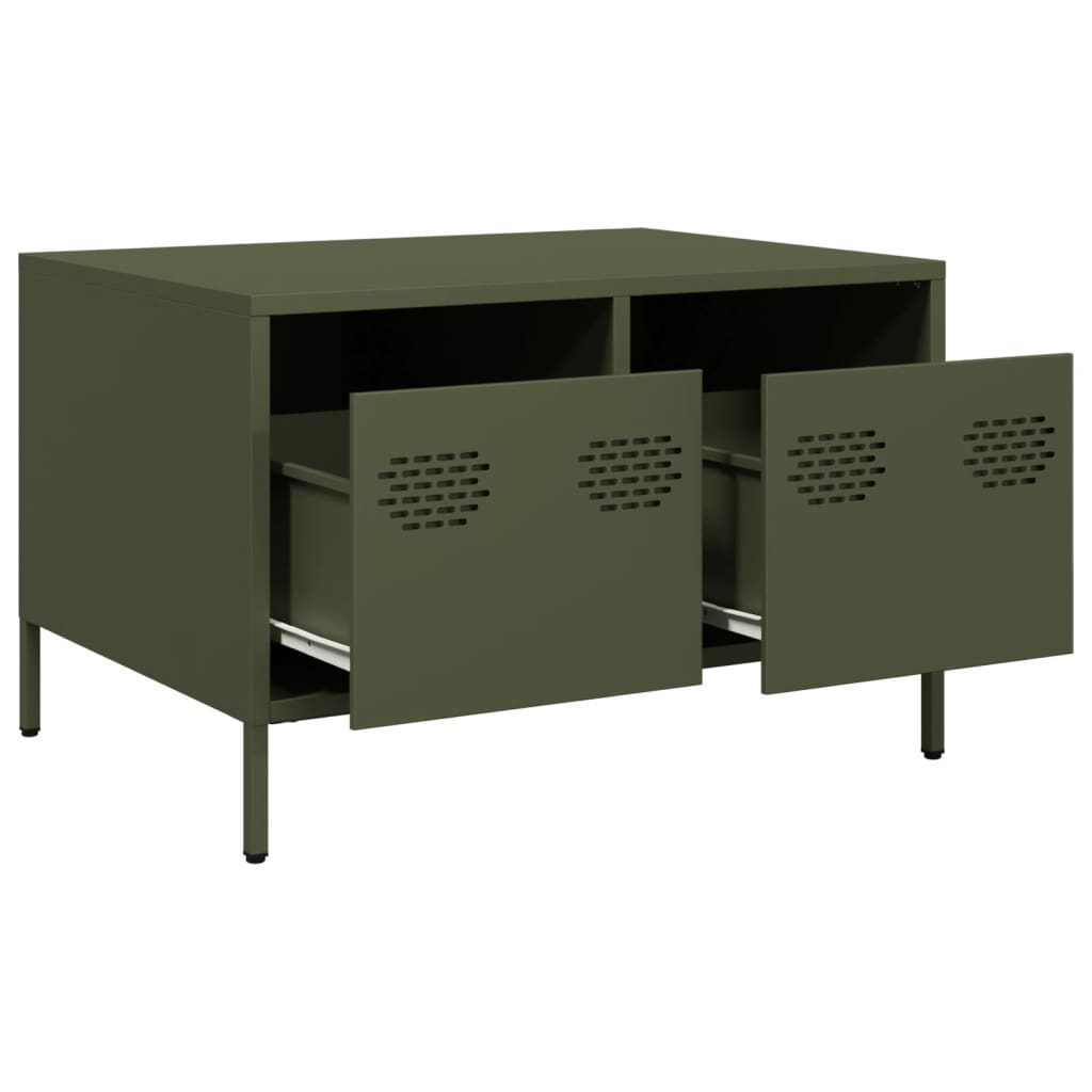 vidaXL Dulap TV, verde măsliniu, 68x50x43,5 cm, oțel laminat la rece vidaXL Dulap TV, verde măsliniu, 68x50x43,5 cm, oțel laminat la rece