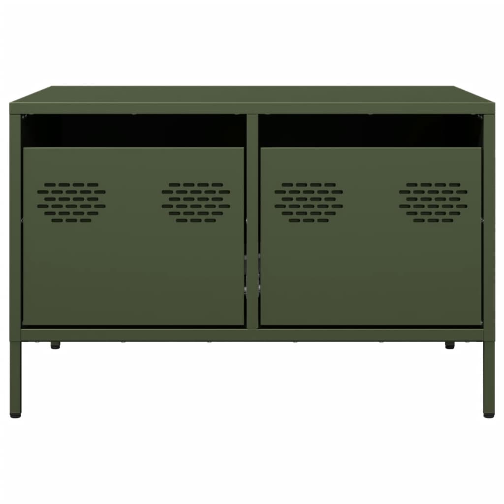 vidaXL Dulap TV, verde măsliniu, 68x50x43,5 cm, oțel laminat la rece vidaXL Dulap TV, verde măsliniu, 68x50x43,5 cm, oțel laminat la rece