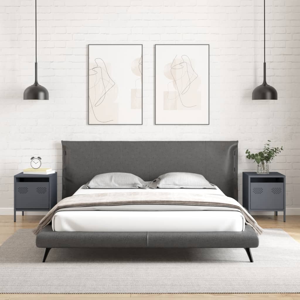 vidaXL Noptiere, 2 buc., antracit, 35x39x43,5 cm, oțel vidaXL Noptiere, 2 buc., antracit, 35x39x43,5 cm, oțel