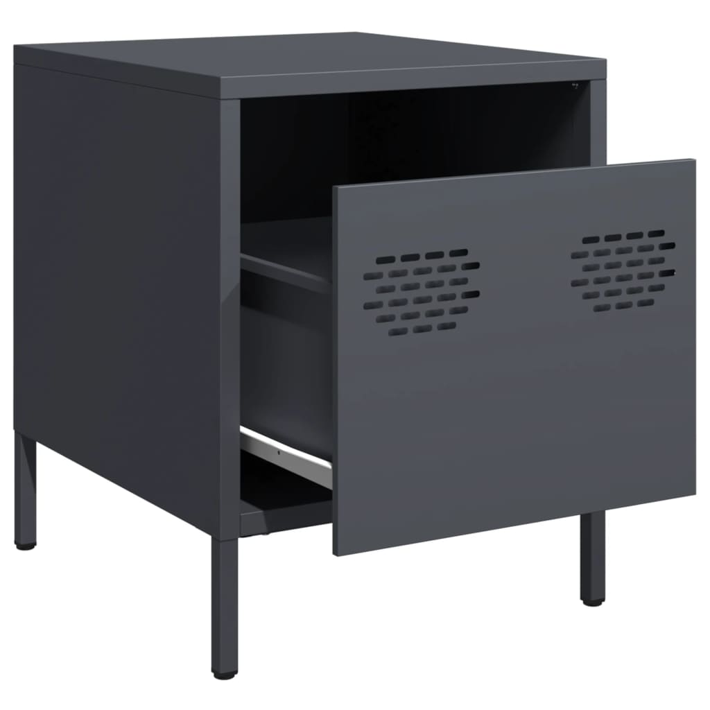 vidaXL Noptiere, 2 buc., antracit, 35x39x43,5 cm, oțel vidaXL Noptiere, 2 buc., antracit, 35x39x43,5 cm, oțel