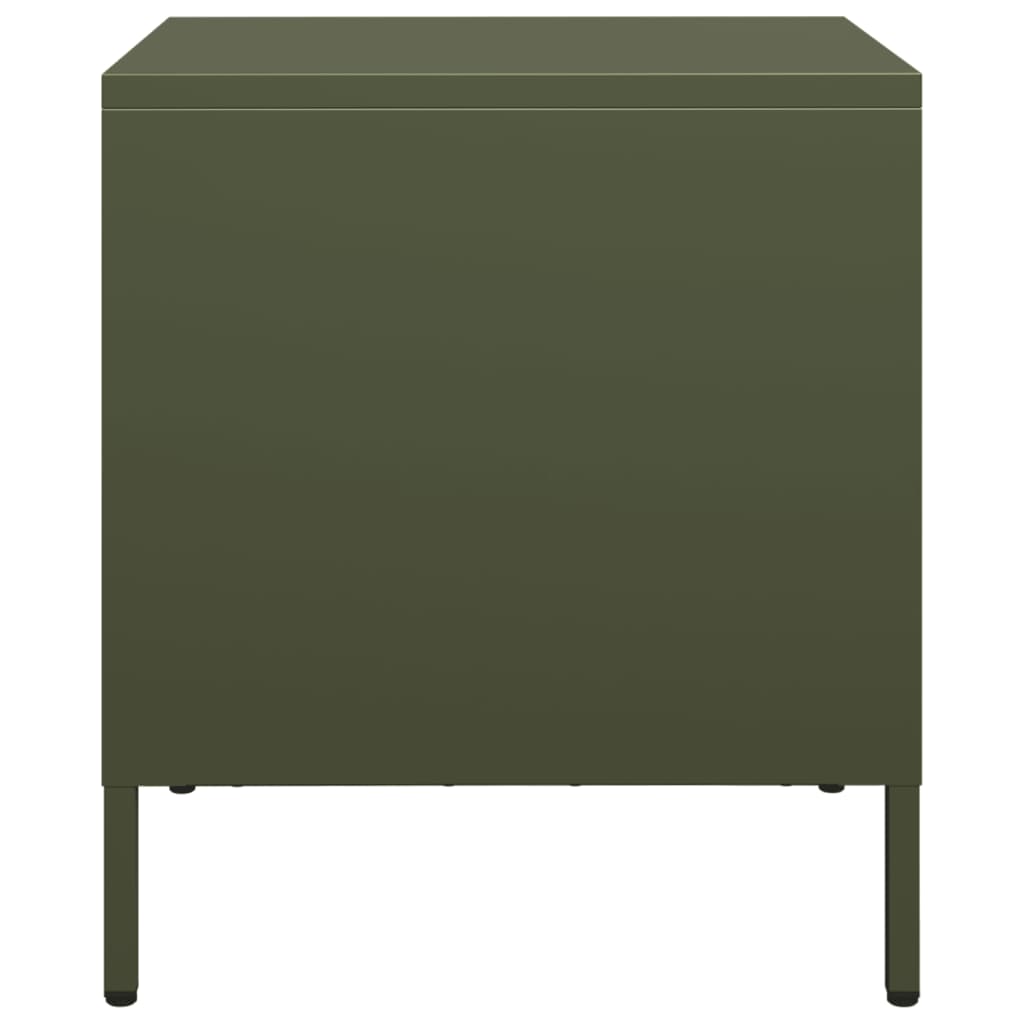 vidaXL Noptiere, 2 buc., verde olive, 35x39x43,5 cm, oțel