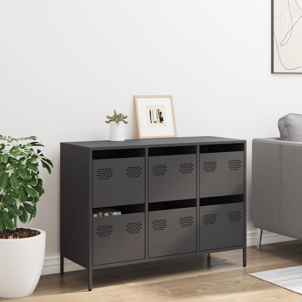 vidaXL Dulap, negru, 101,5x39x73,5 cm, oțel laminat la rece