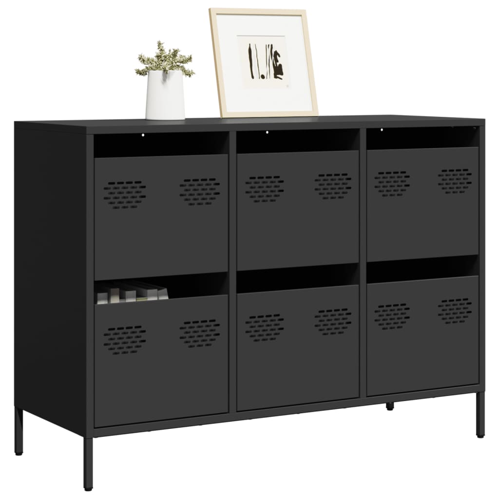 vidaXL Dulap, negru, 101,5x39x73,5 cm, oțel laminat la rece