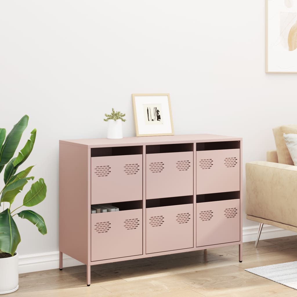 vidaXL Dulap, roz, 101,5x39x73,5 cm, oțel laminat la rece