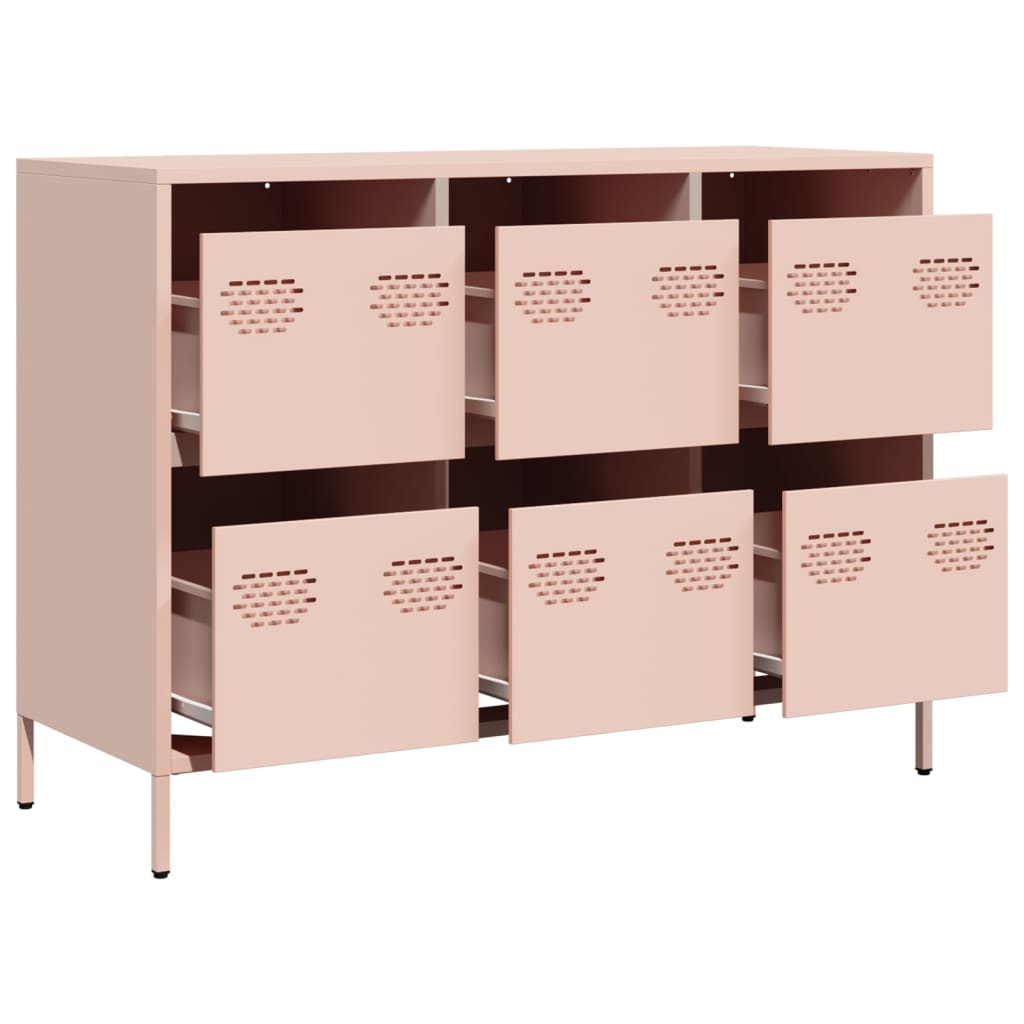 vidaXL Dulap, roz, 101,5x39x73,5 cm, oțel laminat la rece