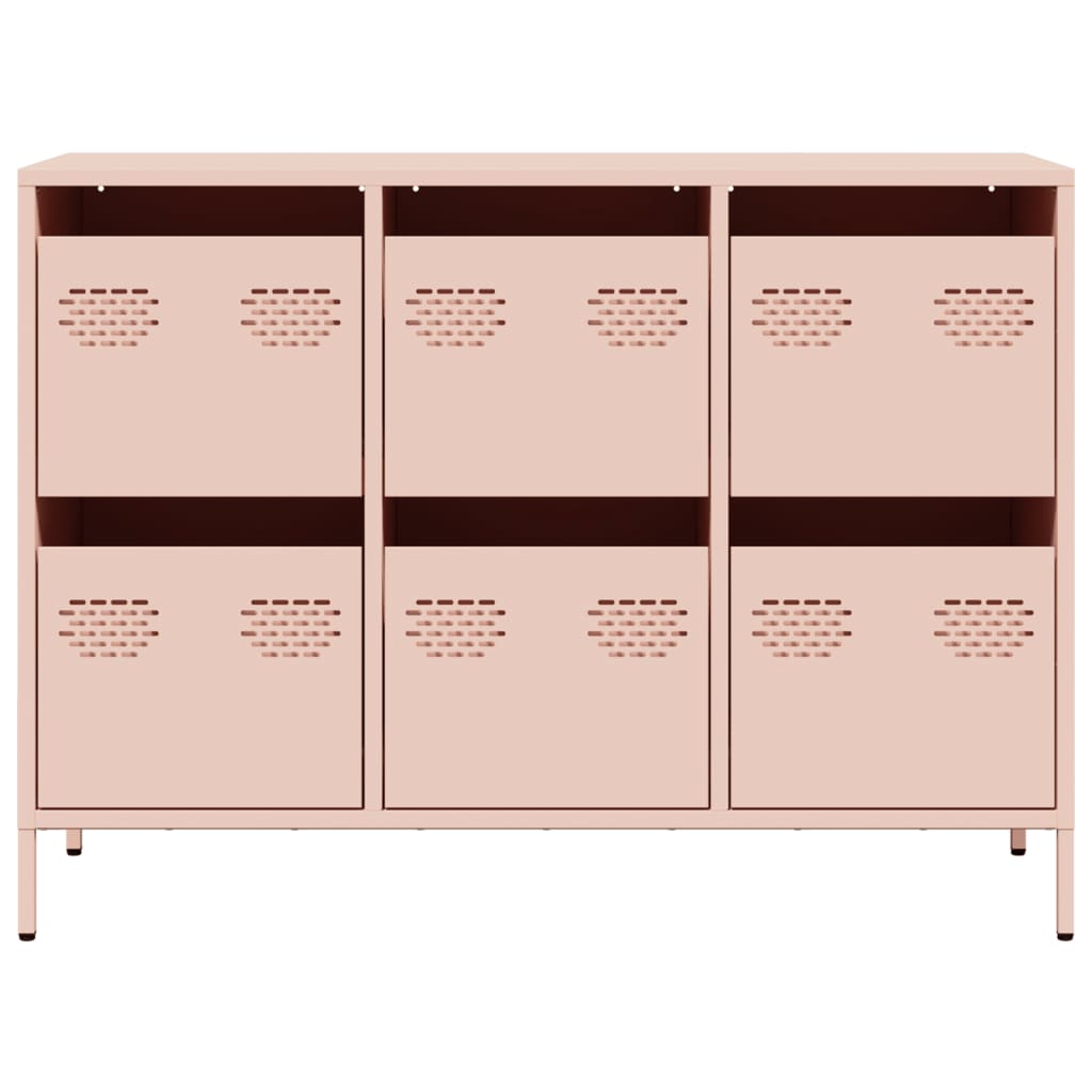 vidaXL Dulap, roz, 101,5x39x73,5 cm, oțel laminat la rece