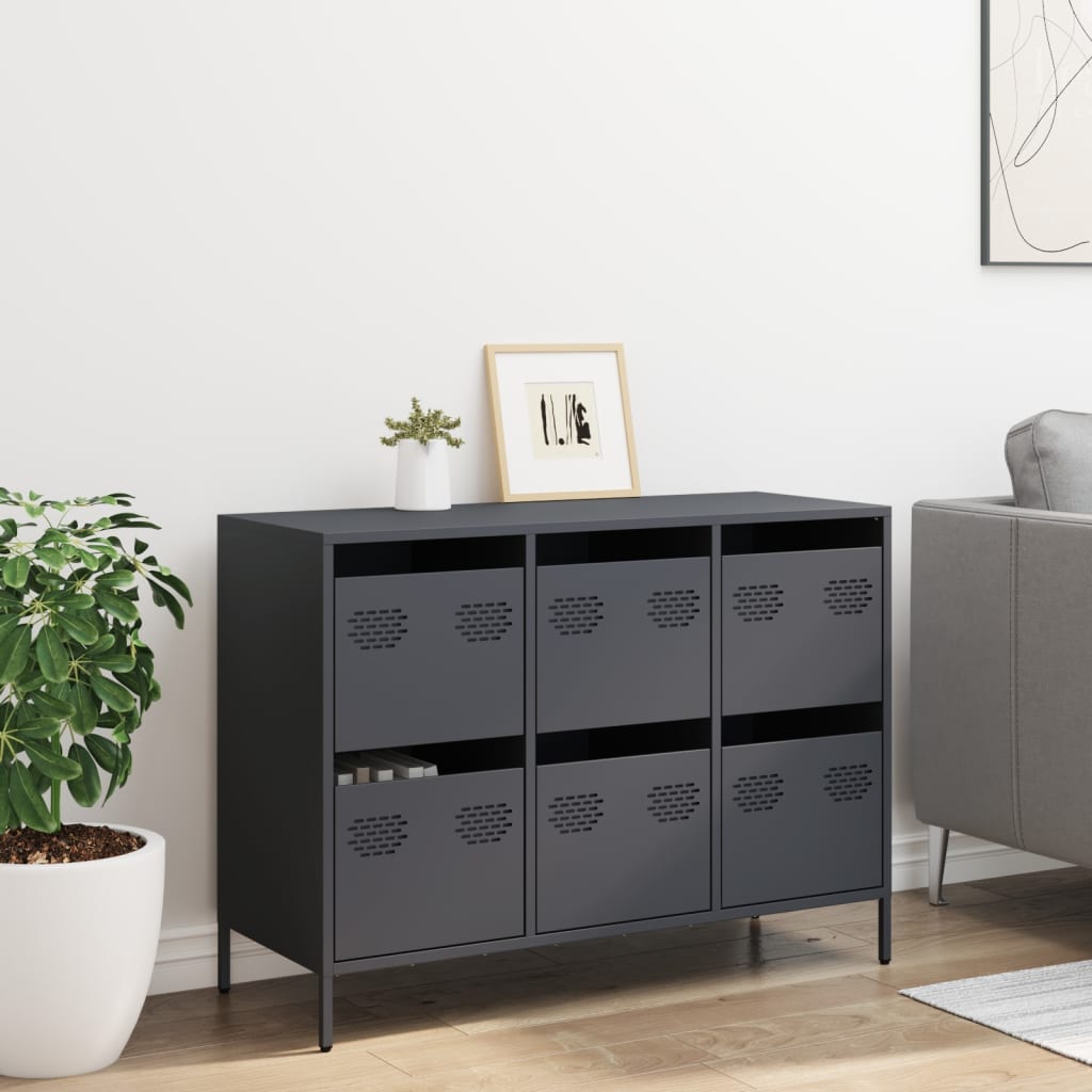 vidaXL Dulap, antracit, 101,5x39x73,5 cm, oțel laminat la rece vidaXL Dulap, antracit, 101,5x39x73,5 cm, oțel laminat la rece
