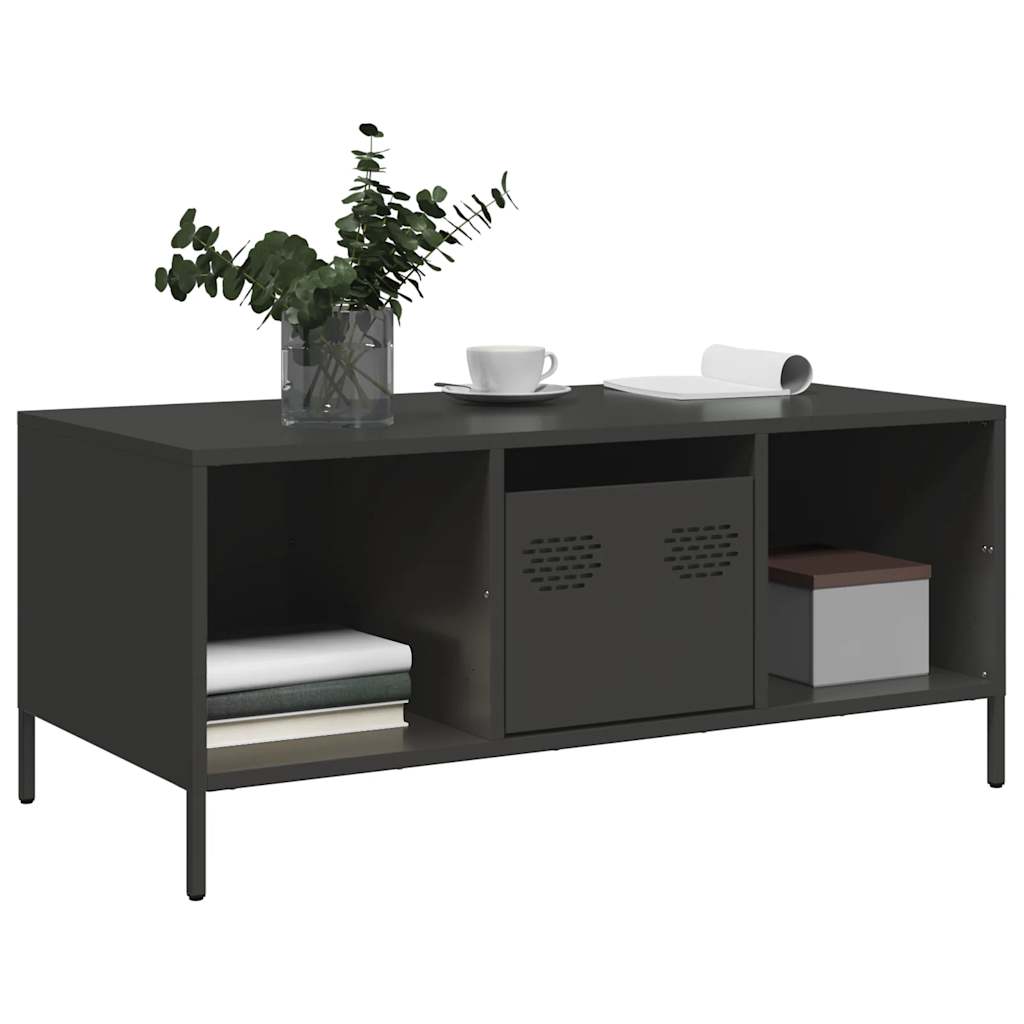 vidaXL Măsuță de cafea, negru, 101,5x50x43,5 cm, oțel laminat la rece vidaXL Măsuță de cafea, negru, 101,5x50x43,5 cm, oțel laminat la rece