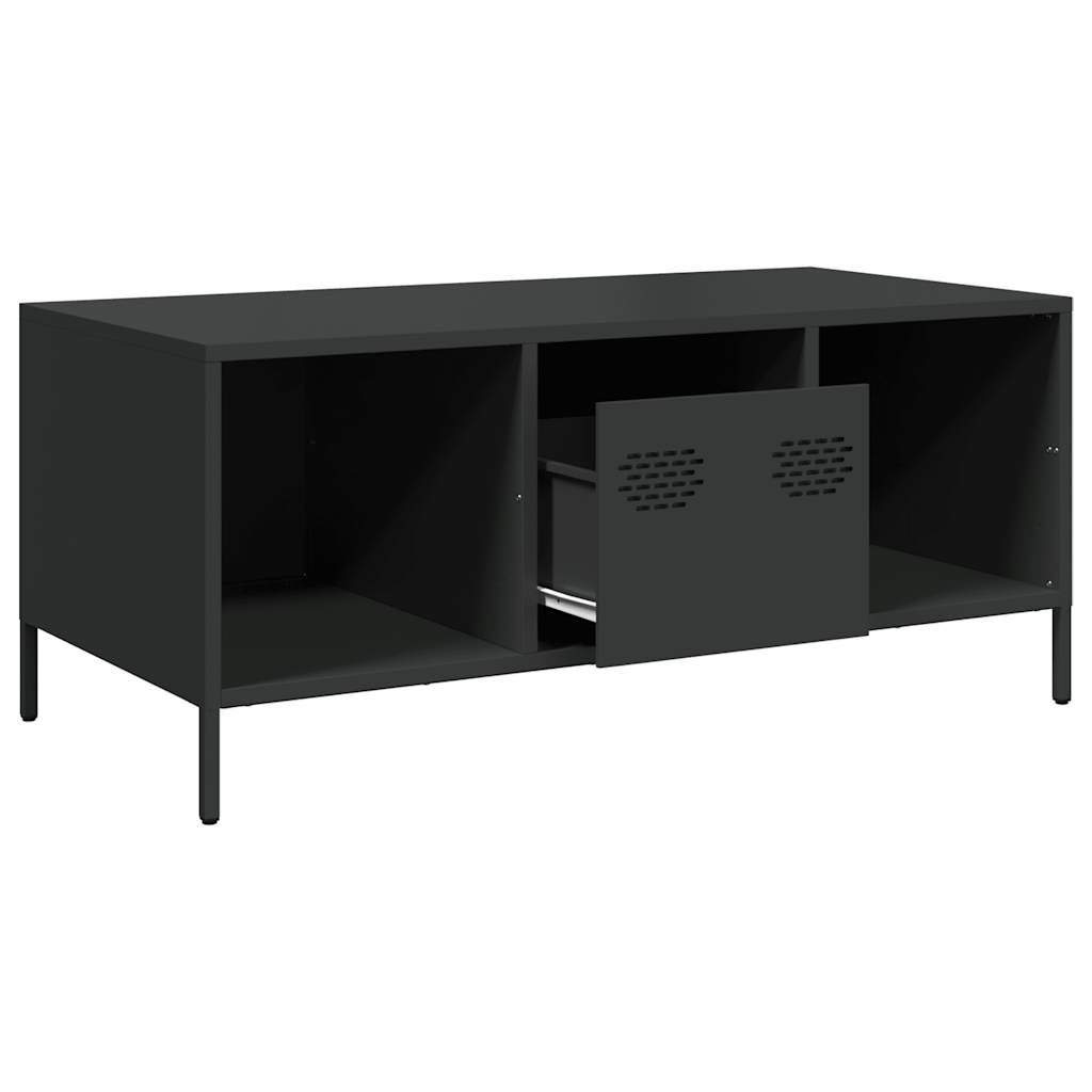 vidaXL Măsuță de cafea, negru, 101,5x50x43,5 cm, oțel laminat la rece vidaXL Măsuță de cafea, negru, 101,5x50x43,5 cm, oțel laminat la rece