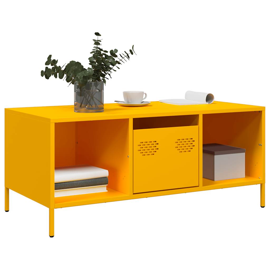 vidaXL Masuta de cafea galben mustar otel laminat la rece