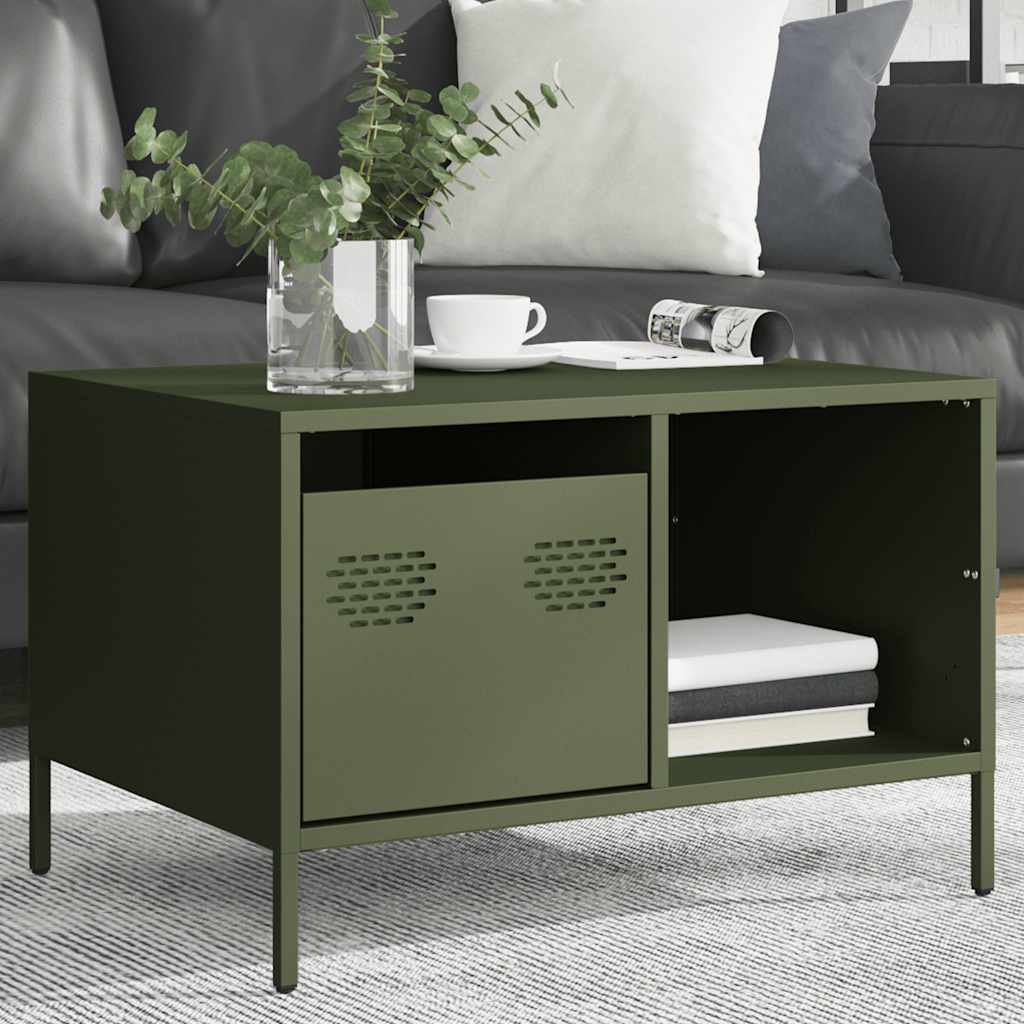 vidaXL Măsuță cafea verde măsliniu 68,5x50x43,5cm oțel laminat la rece vidaXL Măsuță cafea verde măsliniu 68,5x50x43,5cm oțel laminat la rece